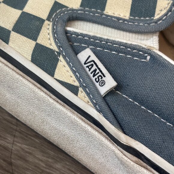 Vans Classic Slip-On Checkerboard Blue White Size 12 - Picture 4 of 8